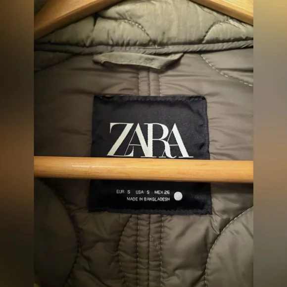 ZARA Olive Green Quilted Jacket - Picture 7 of 13